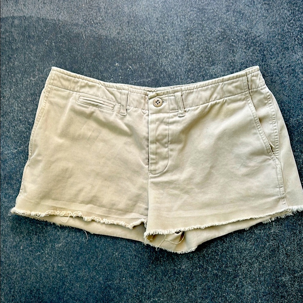 Ralph Lauren Tan Cargo Shorts with Distressed Hem